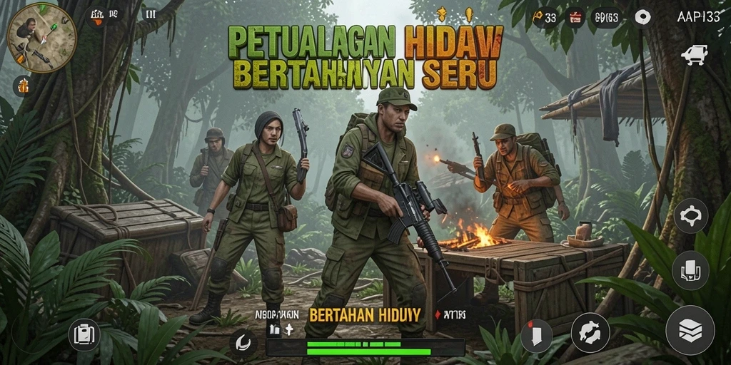 Antarmuka game dengan fitur bertahan hidup yang menarik.