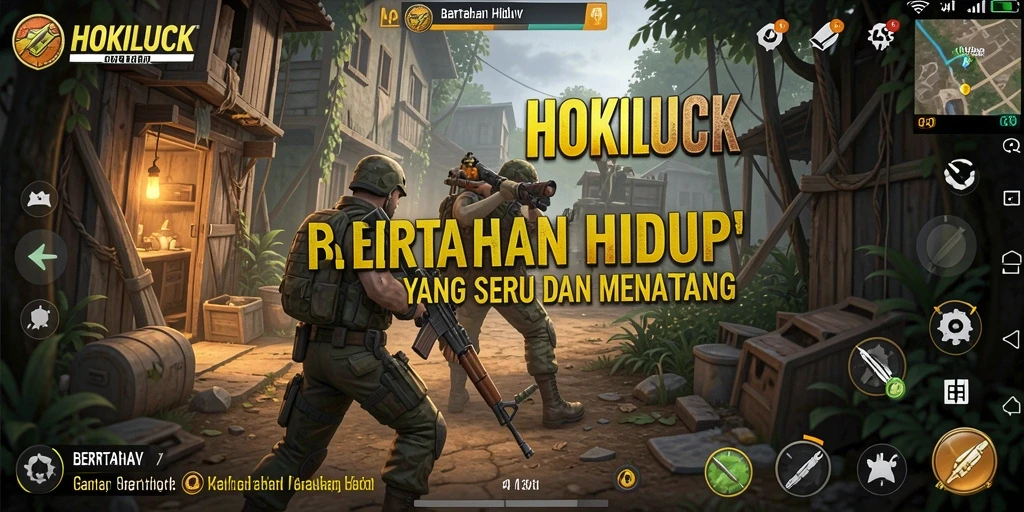Screenshot HOKILUCK menampilkan aksi bertahan hidup yang seru.