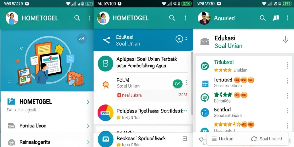 Antarmuka HOMETOGEL yang interaktif untuk Soal Ujian.