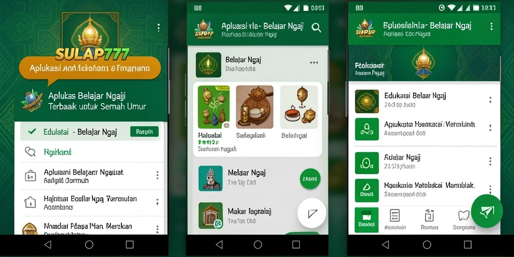 Tampilan antarmuka SULAP777 untuk belajar ngaji yang interaktif.