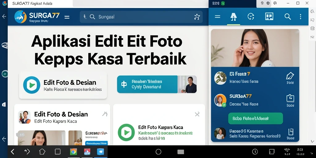 Tampilan antarmuka SURGA77 dengan fungsi Edit Foto Kertas Kaca yang menarik.